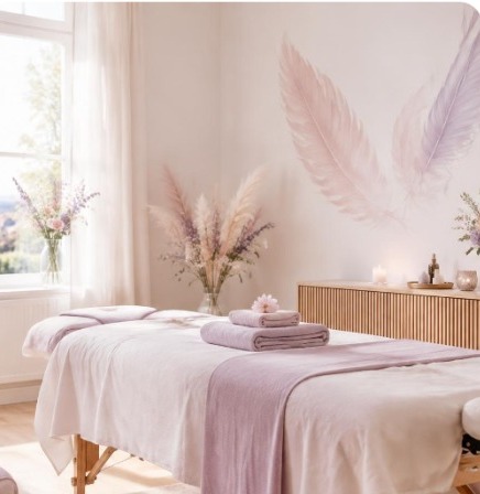 Salle de soin Féenix, table de massage prête pour une séance
